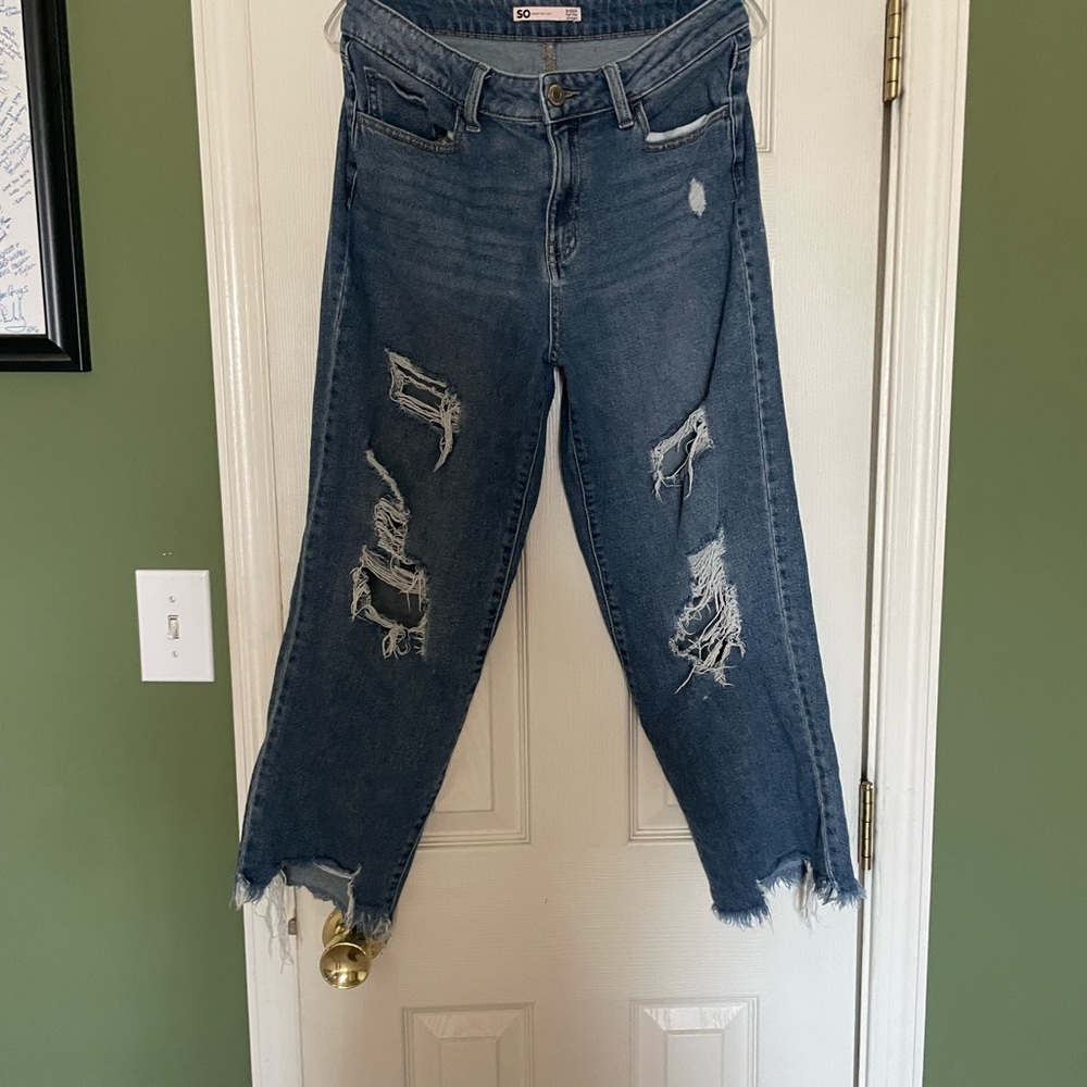 Distressed Blue Jeans